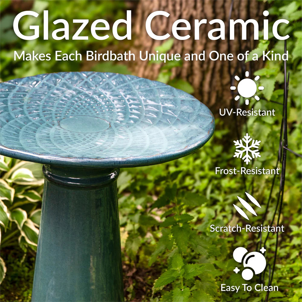 Sunnydaze Rennes 22.5" H Outdoor Ceramic Bird Bath
