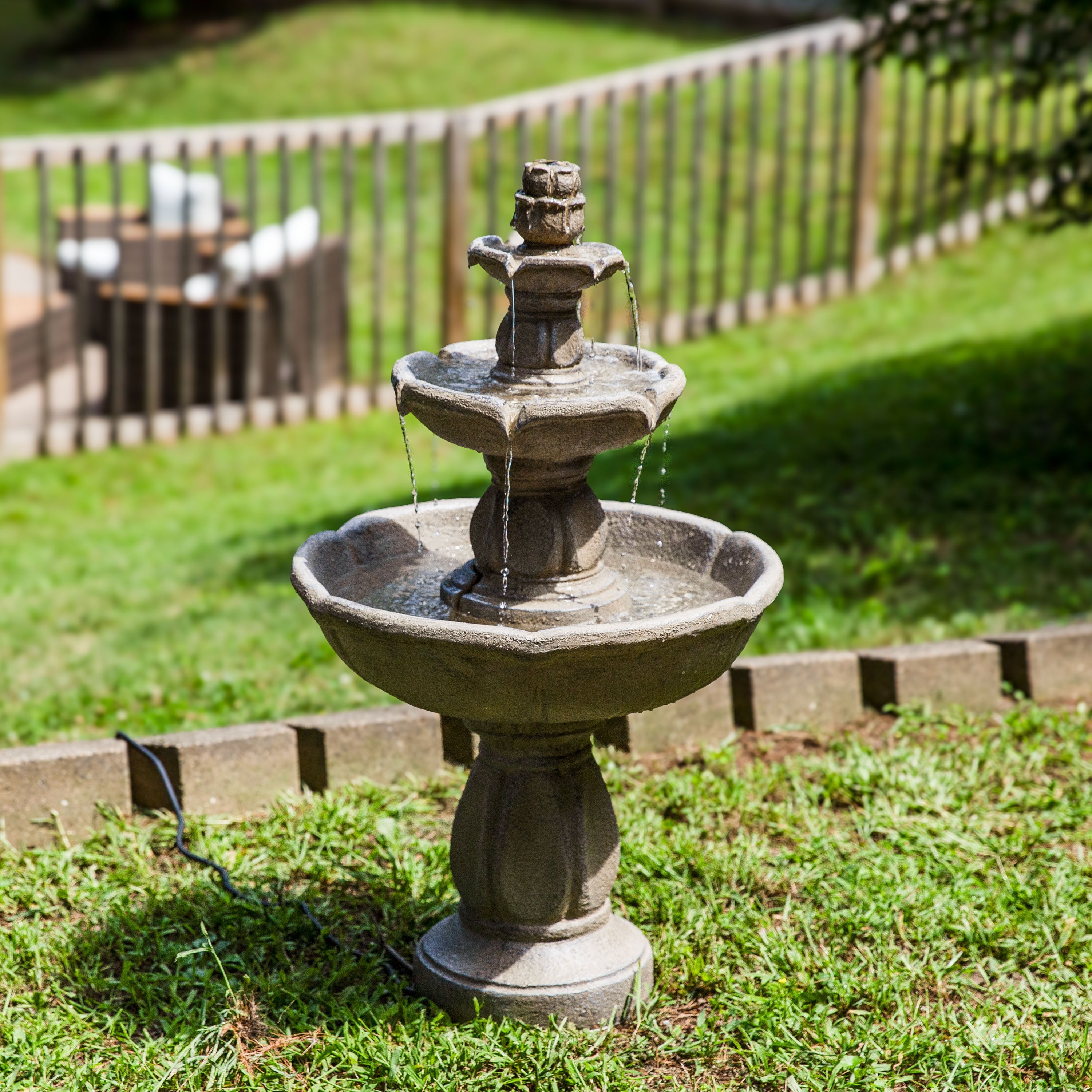Sunnydaze 35" H Birds' Delight Outdoor Water Fountain with Pump