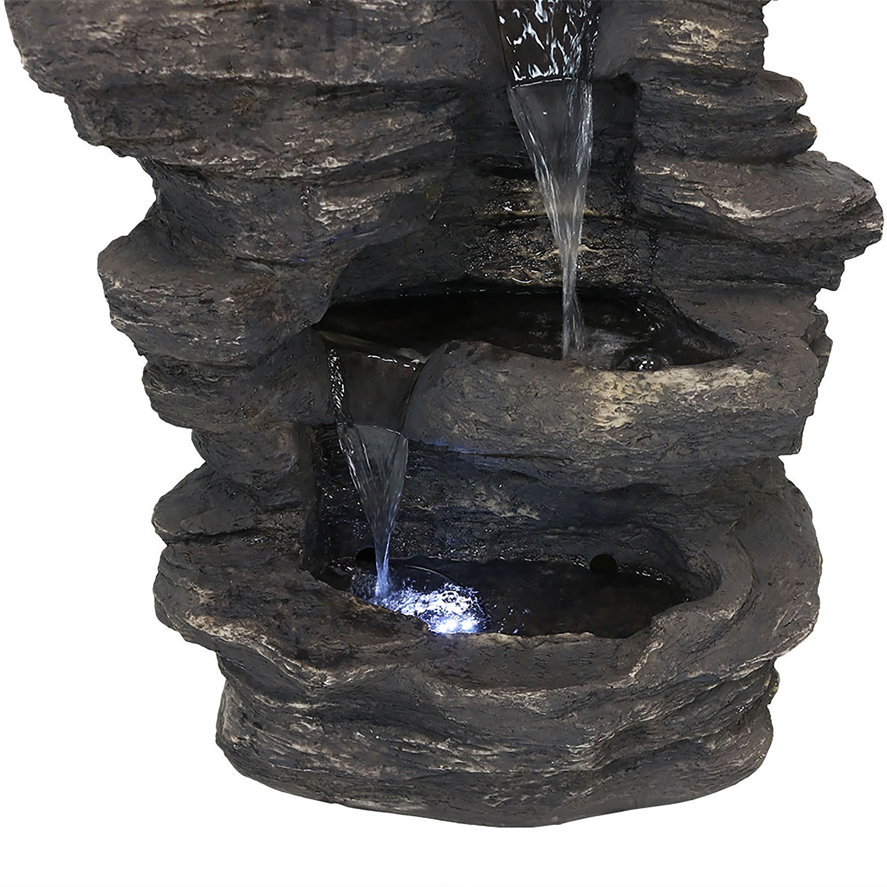 Sunnydaze 39" Rock Falls Electric Waterfall Fountain with LED Lights