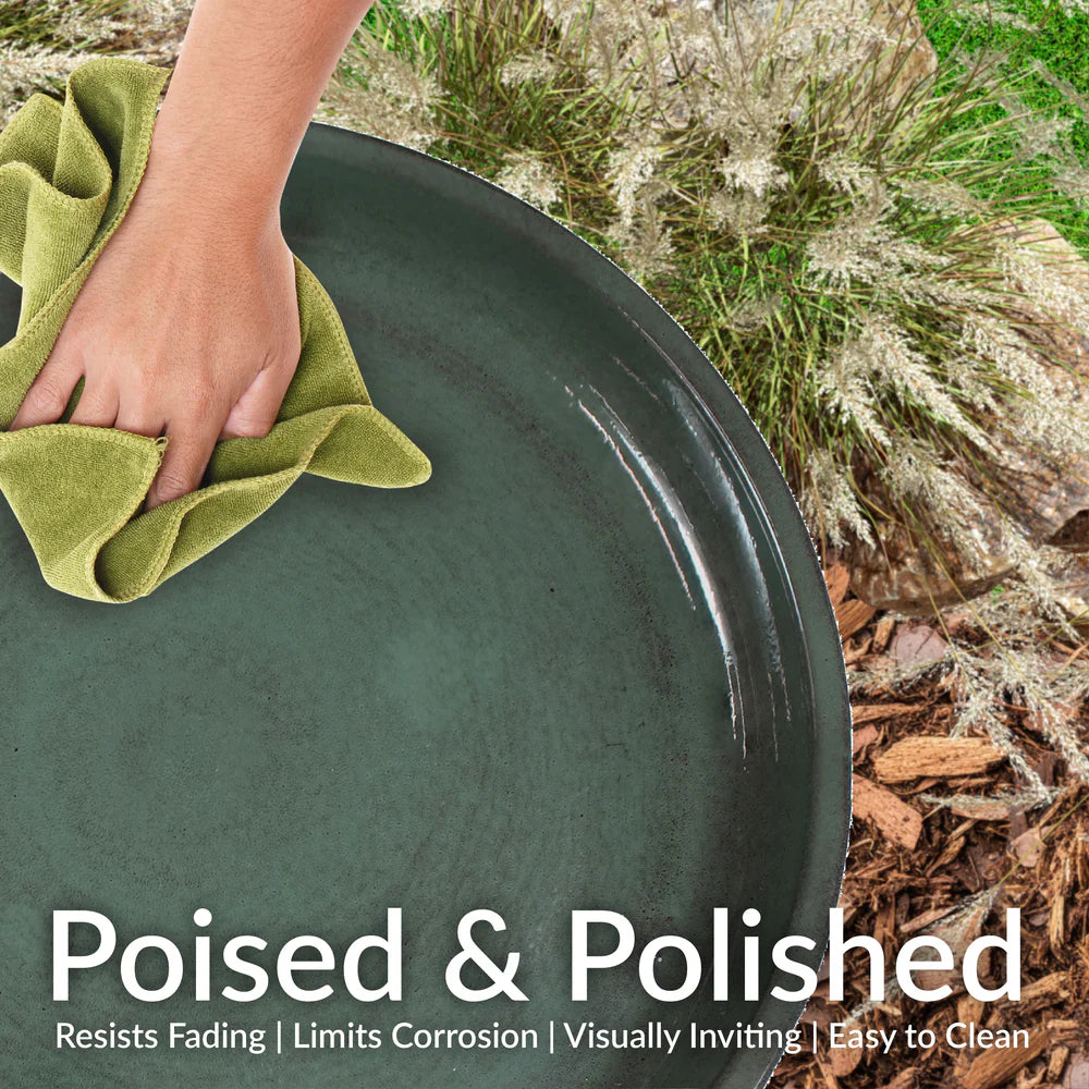 Sunnydaze Gleeful Garden Metal Outdoor Bird Bath - UV-Resistant Finish
