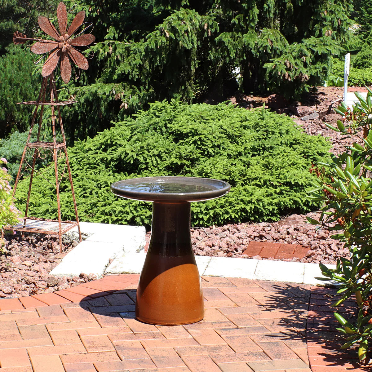 Sunnydaze 18" Glazed Ceramic Outdoor Bird Bath
