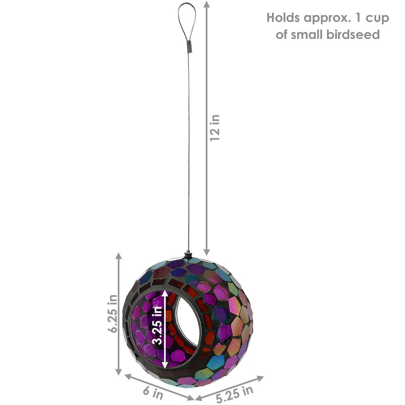 Sunnydaze 6" Mosaic Fly-Through Hanging Bird Feeder