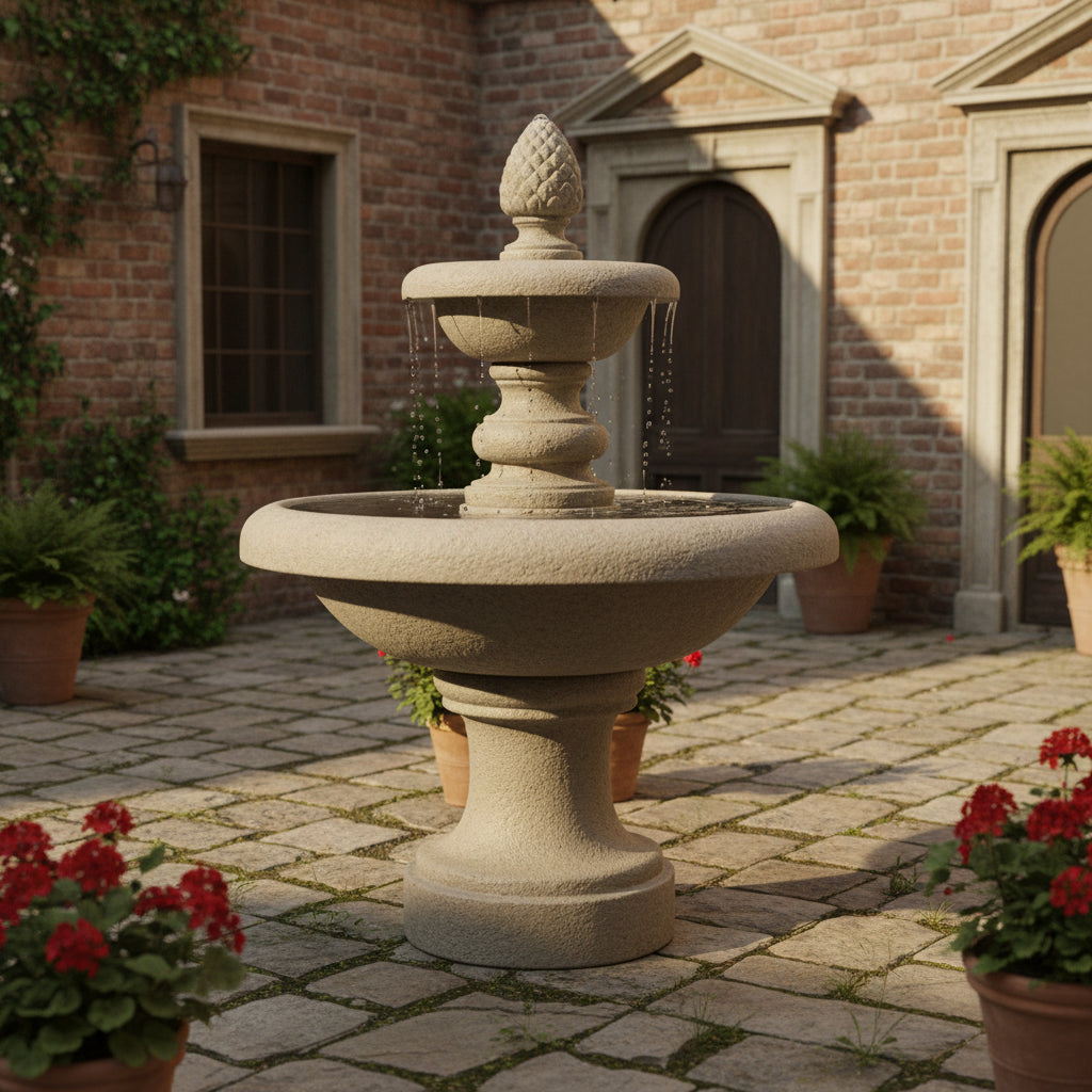 Giannini Garden Newcastle Short Two Tier Outdoor Water Fountain 1200
