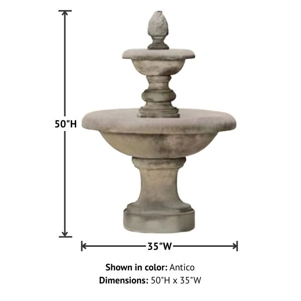 Giannini Garden Newcastle Short Two Tier Outdoor Water Fountain 1200