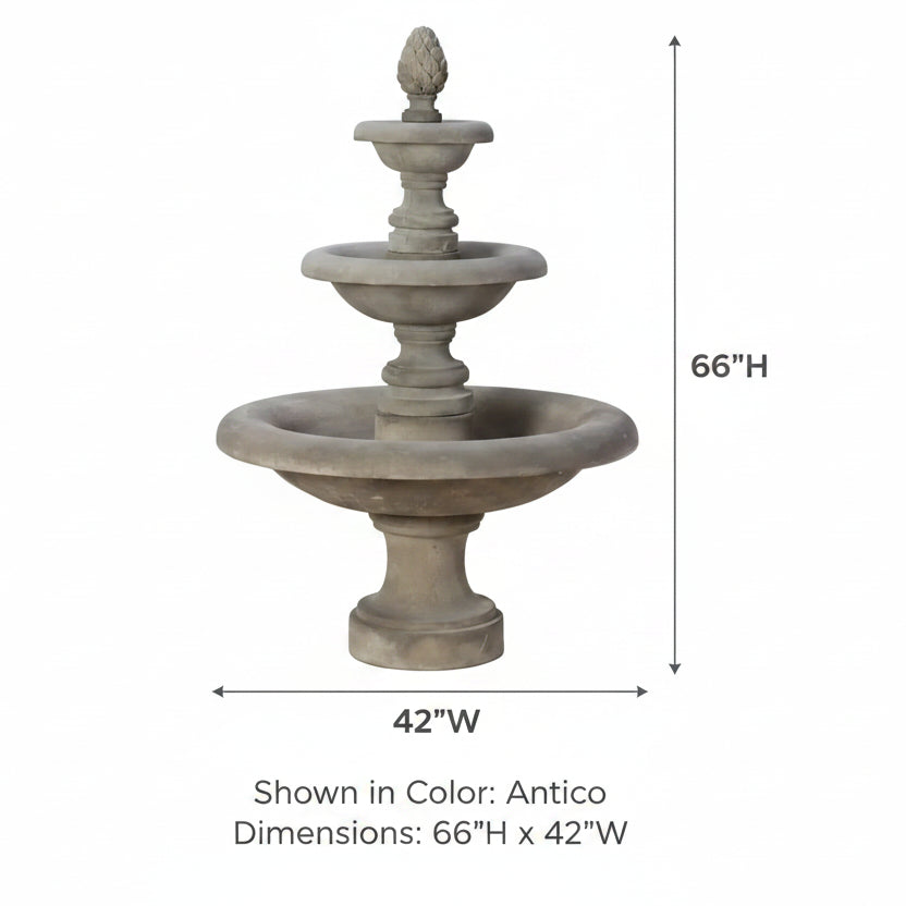 Giannini Garden Newcastle Short Three Tier Outdoor Water Fountain 1194