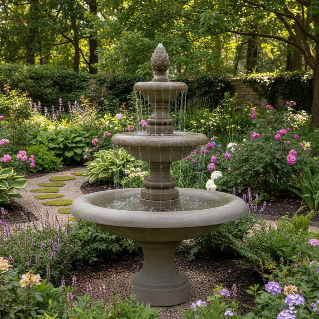 Giannini Garden Newcastle Short Three Tier Outdoor Water Fountain 1194