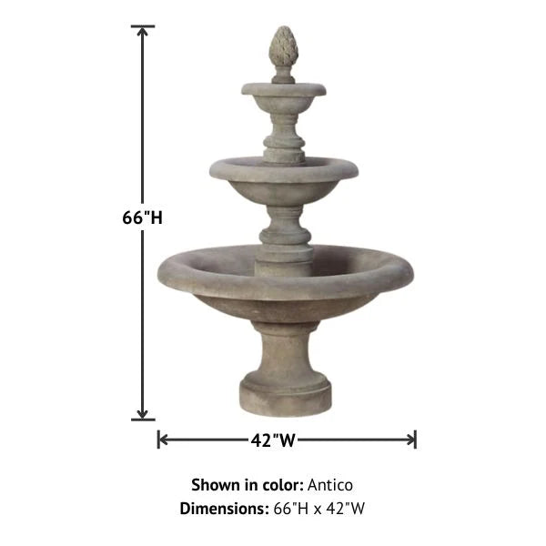 Giannini Garden Newcastle Short Three Tier Outdoor Water Fountain 1194