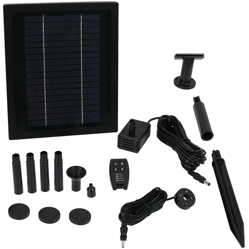 Sunnydaze 65 GPH 47" Lift Solar Pump and Solar Panel Kit with Battery Pack, Remote Control and LED Light AMP-P003CR