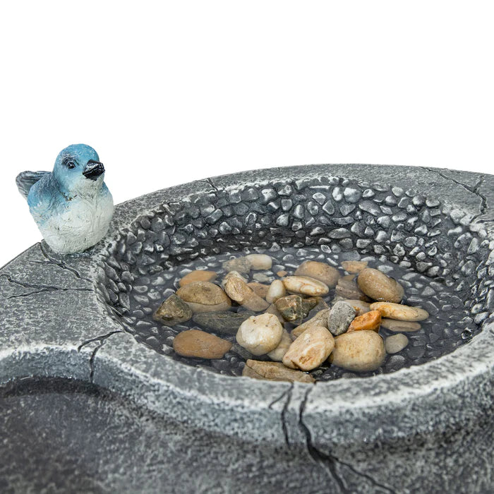 Sunnydaze 27" Traditional Resin Bird Bath with Feeder Compartment