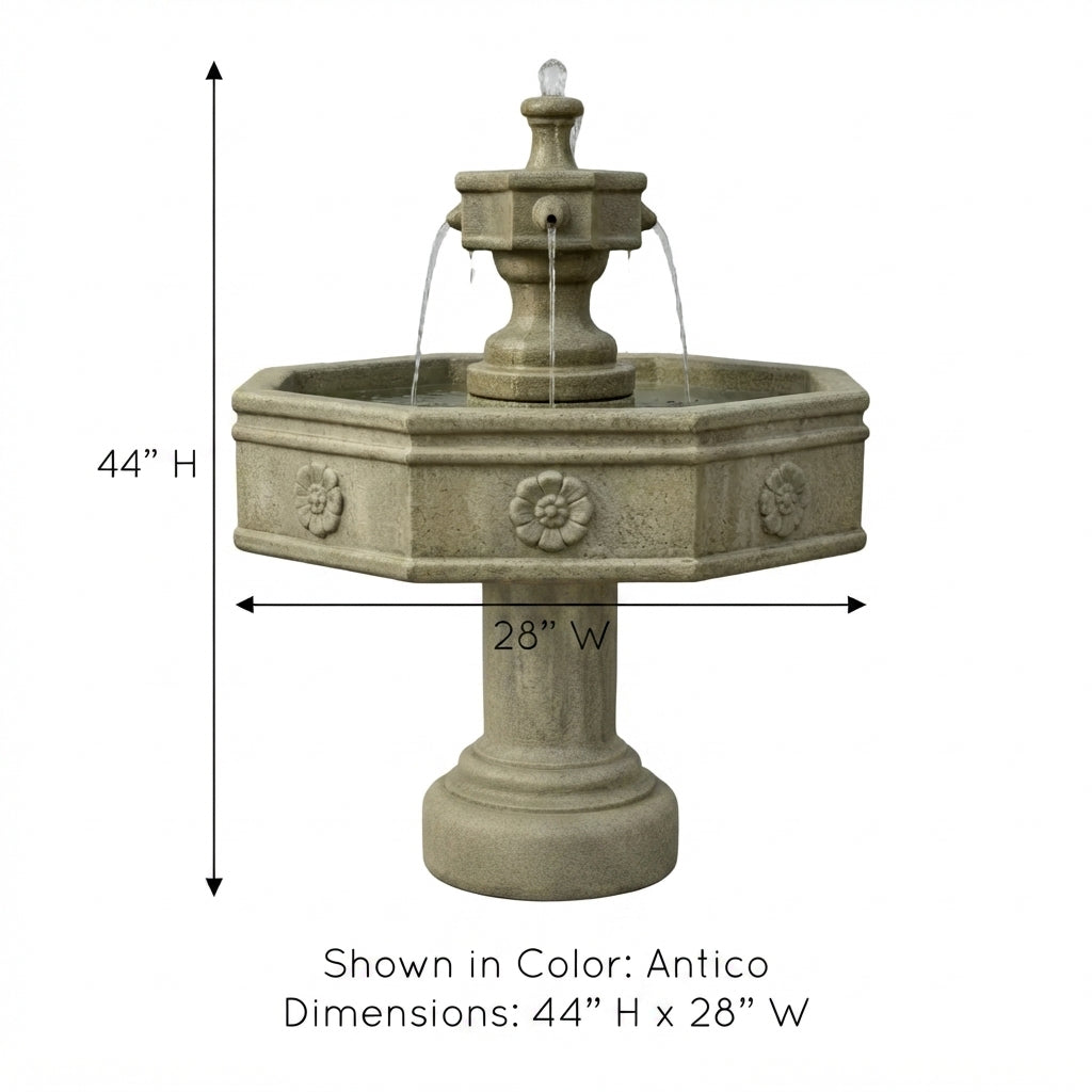 Giannini Garden Volterra Two Tier Fountain With Tall Base Outdoor Garden Fountain 1149