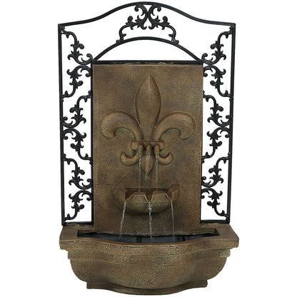 Sunnydaze French Lily Outdoor Wall Fountain with Battery Backup