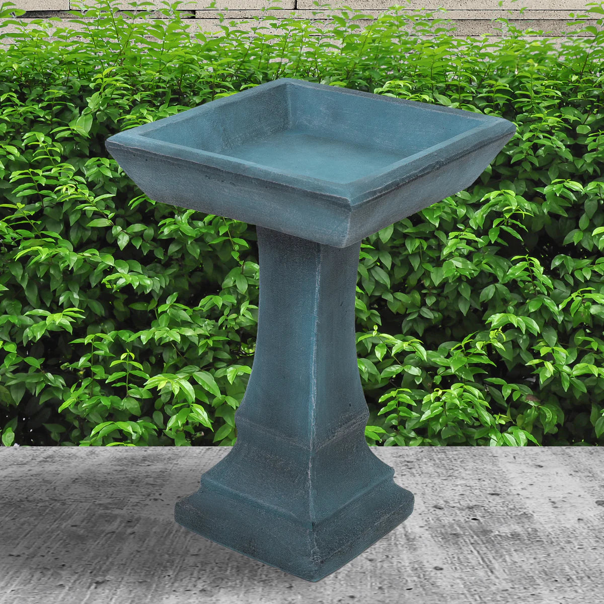 Sunnydaze 23" Simply Square Modern Reinforced Concrete Bird Bath