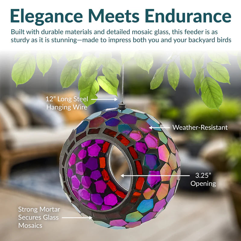 Sunnydaze 6" Mosaic Fly-Through Hanging Bird Feeder