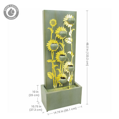 Sunnydaze 48.5" Sunflower Fields Outdoor Water Fountain with Lights