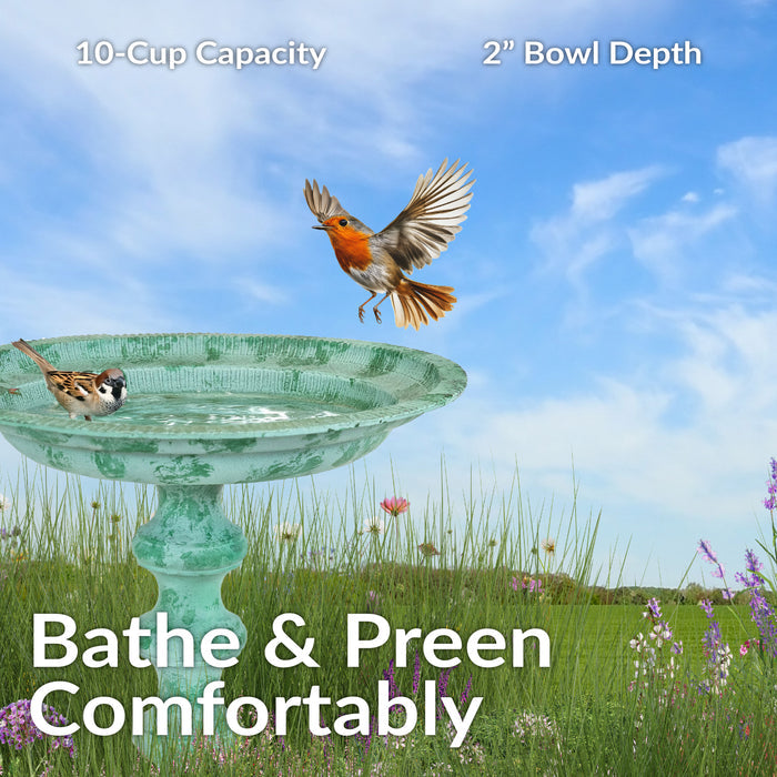 Sunnydaze Backyard Beauty 18" H Metal Bird Bath