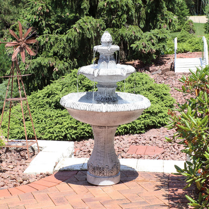 Sunnydaze 45" 3-Tier Outdoor Water Fountain Mediterranean Reinforced Concrete