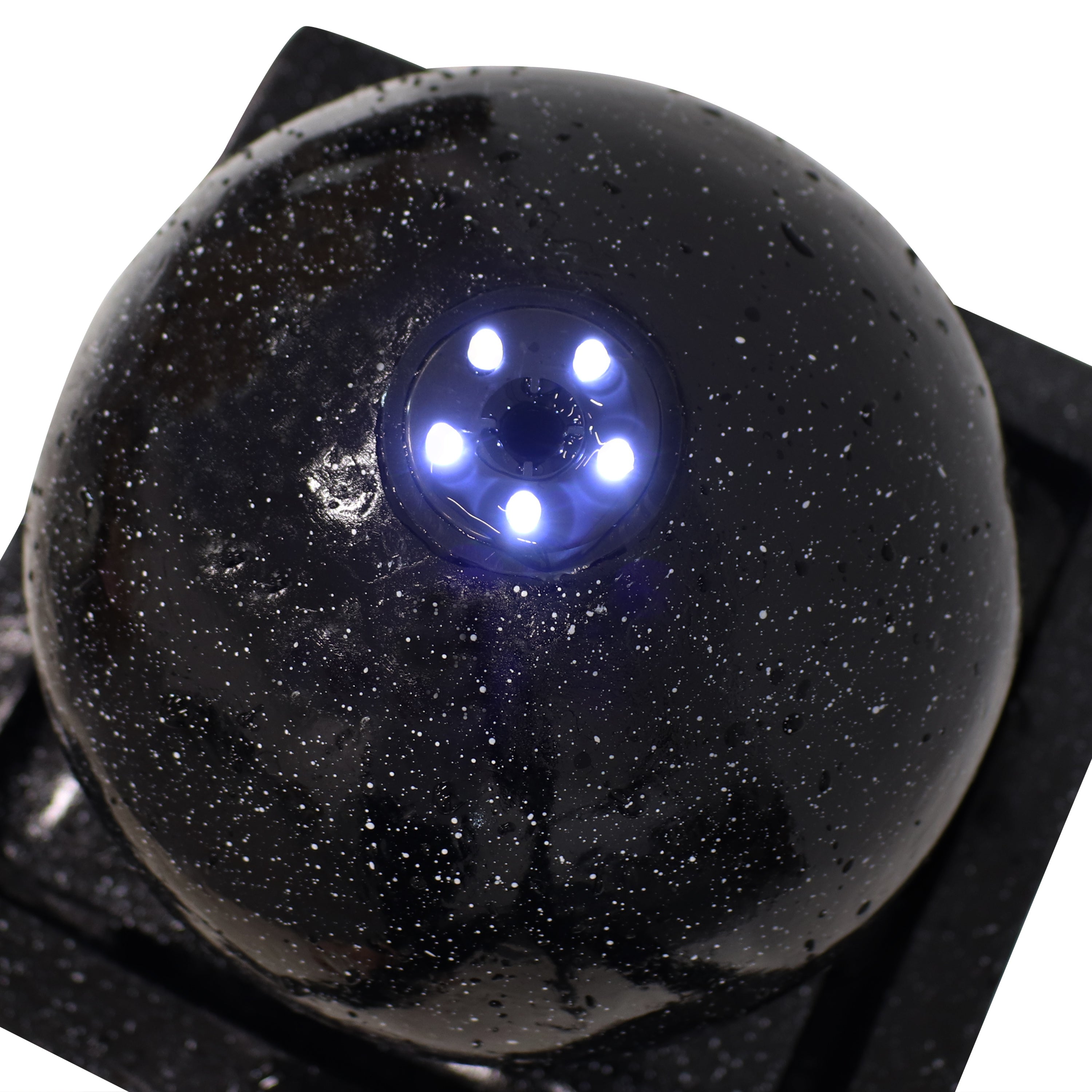 Sunnydaze 30" Black Ball Solar Powered Fountain with Battery Backup and LED Lights