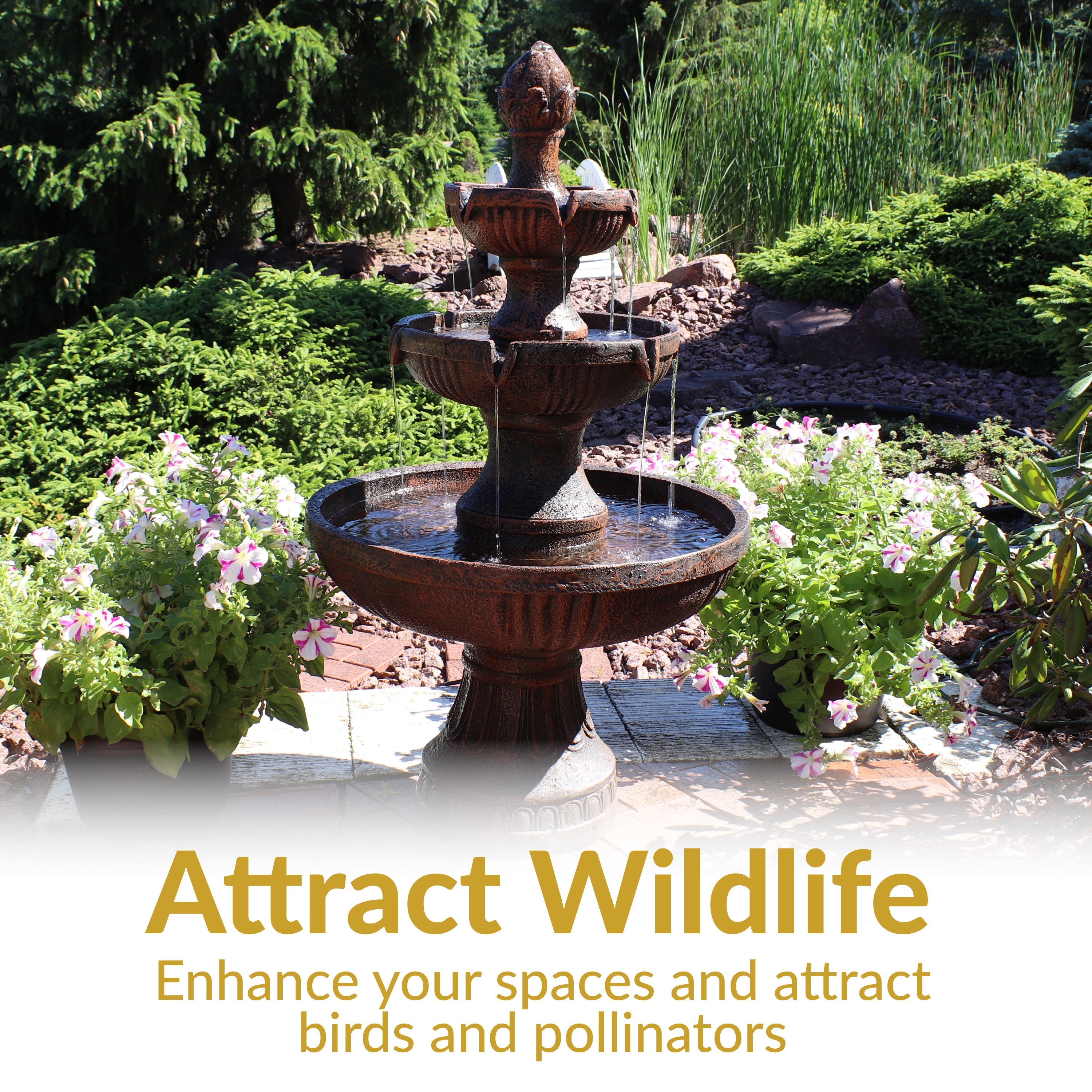 Sunnydaze 43" H Flower Blossom Outdoor Electric 3-Tier Water Fountain