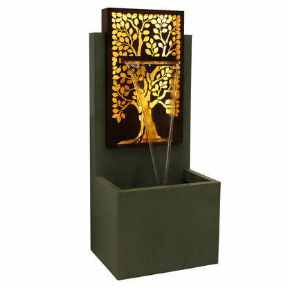 Sunnydaze 41.25" Mighty Oak Outdoor Water Fountain with Lights