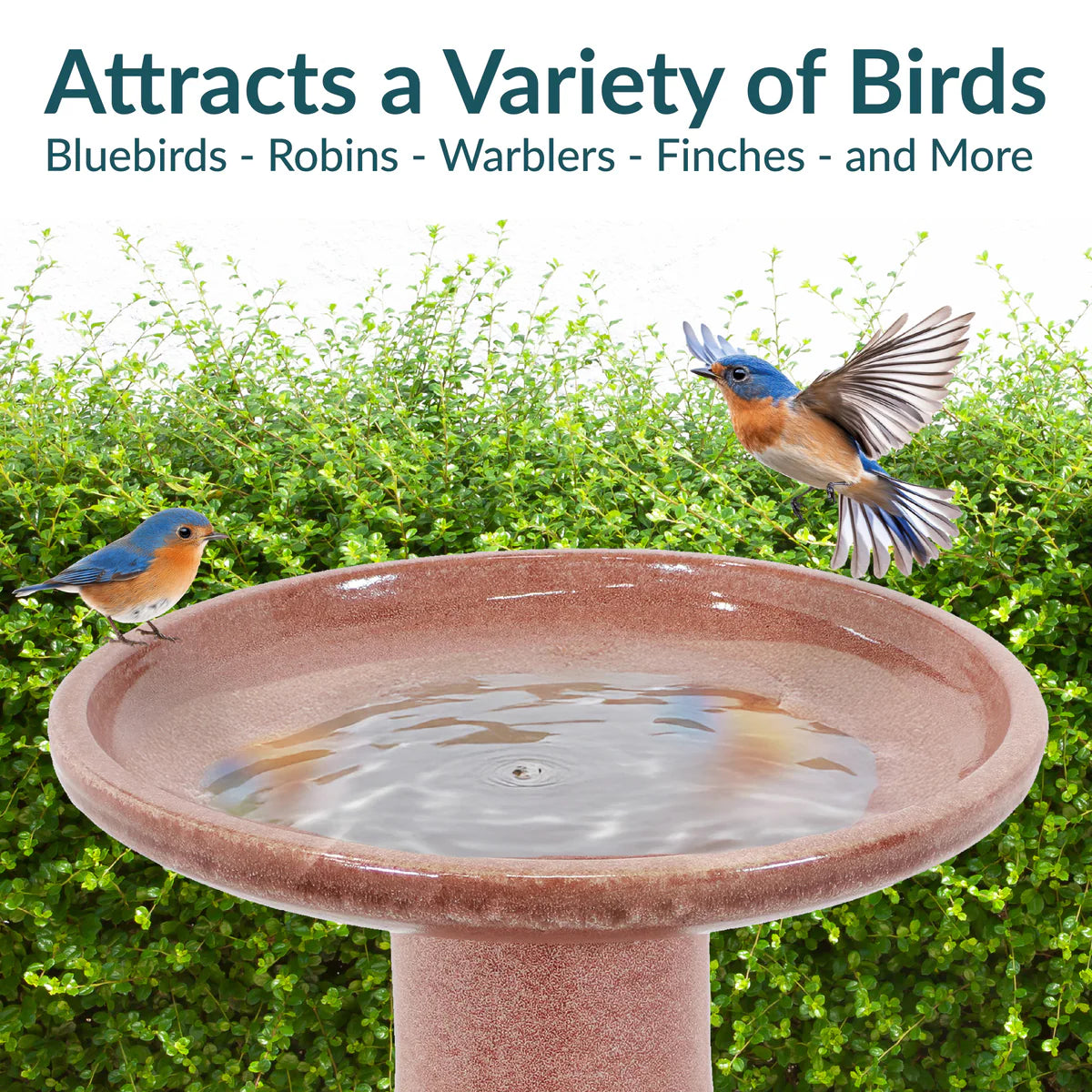 Sunnydaze 18" Glazed Ceramic Outdoor Bird Bath