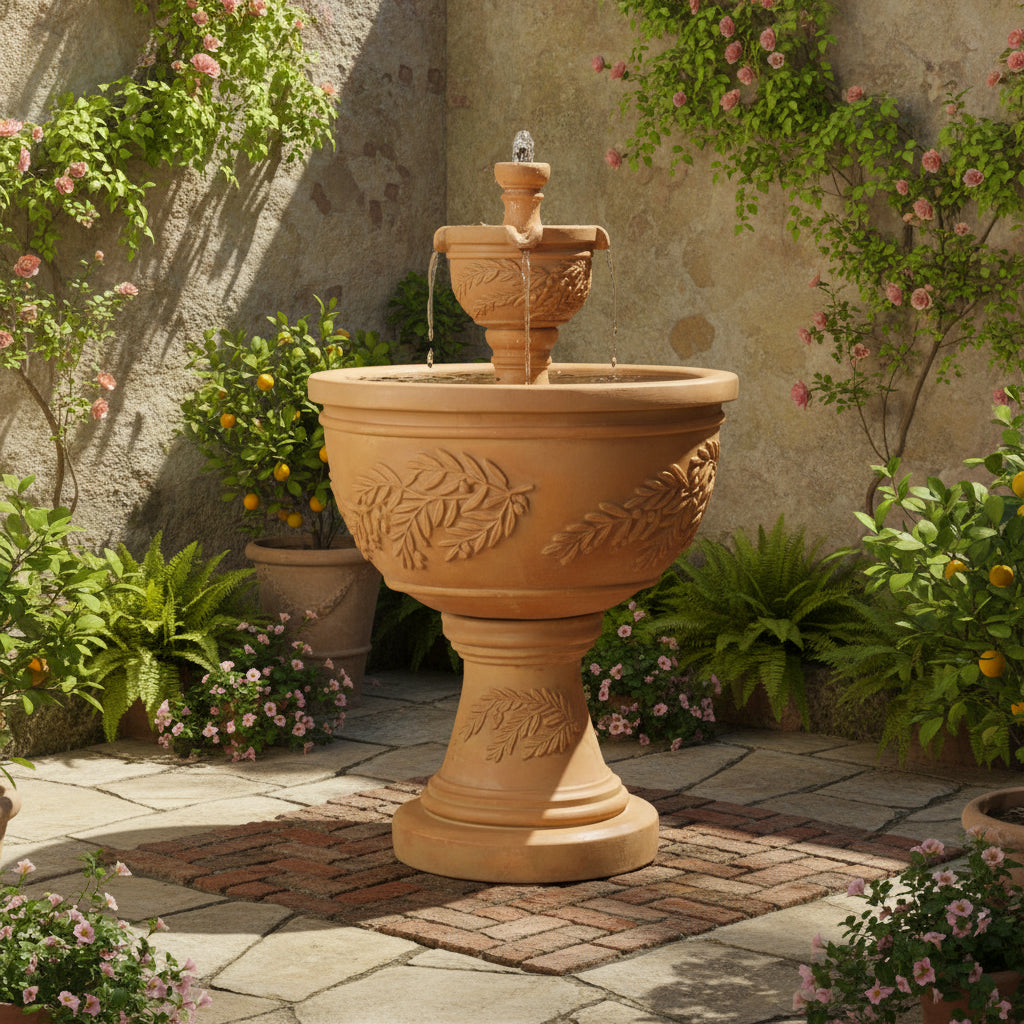 Giannini Garden Oliva Two Tier Outdoor Water Fountain 1129