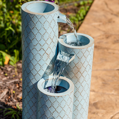 Sunnydaze 27.5" Moroccan Trellis 3-Column Modern Outdoor Water Fountain