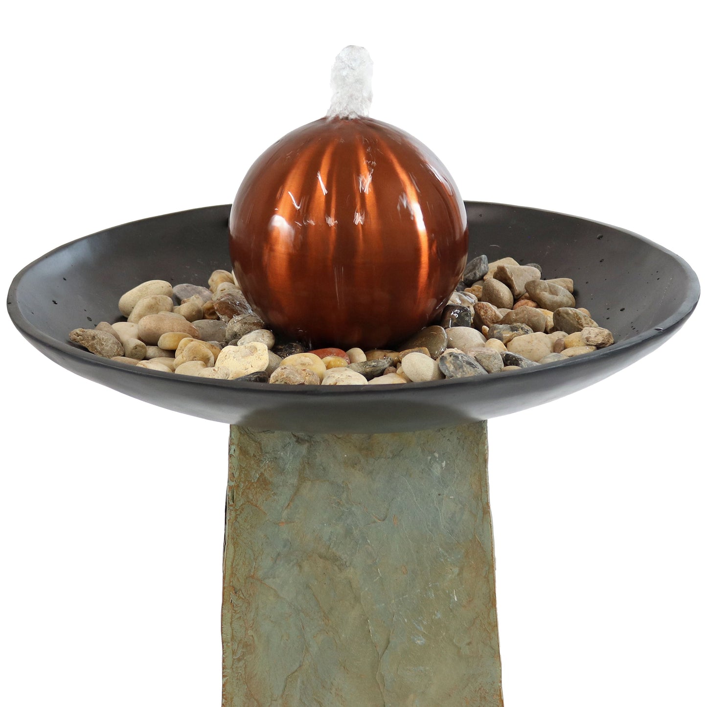 Sunnydaze 38" H Decorative Orb Slate Outdoor Water Fountain
