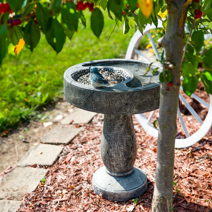 Sunnydaze 27" Traditional Resin Bird Bath with Feeder Compartment