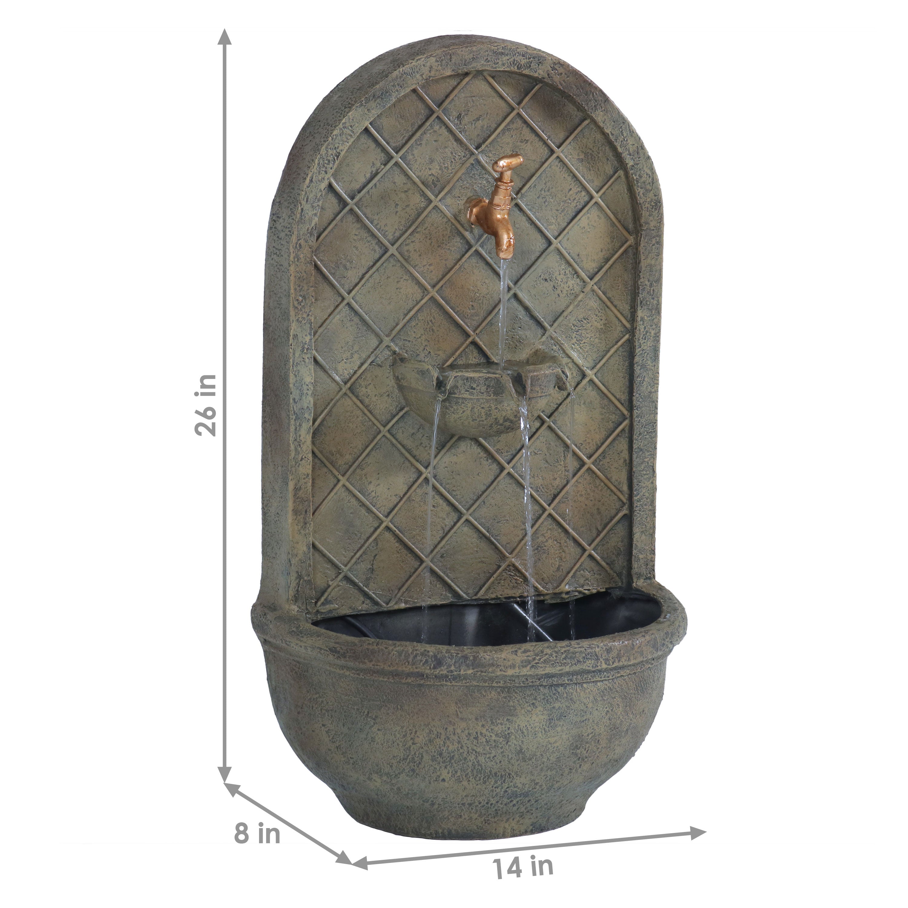 Sunnydaze 26" H Messina Solar Wall Fountain with Battery Backup