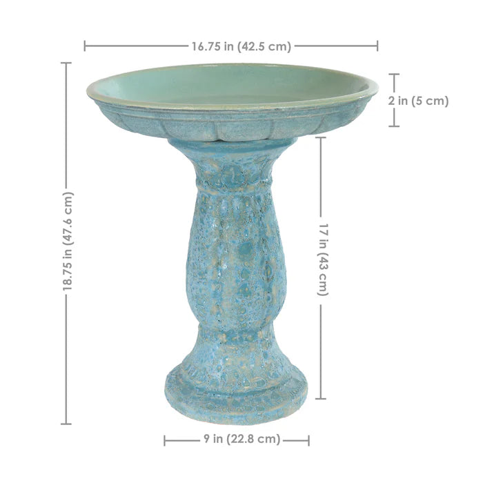 Sunnydaze Avignon 18.75" H Outdoor Ceramic Bird Bath