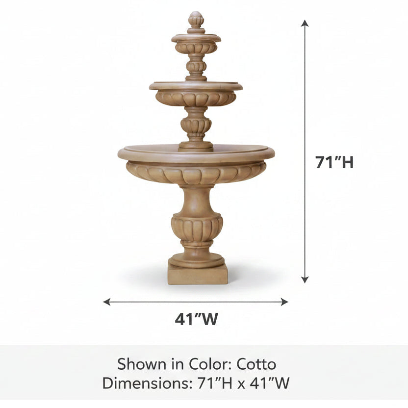 Giannini Garden Parigi Three Tier Outdoor Water Fountain 1164