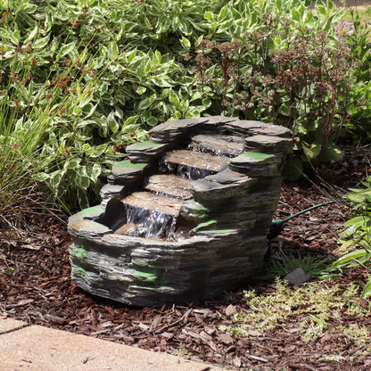 Sunnydaze 13" Shale Falls Outdoor Fountain with LED Lights