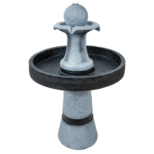 Sunnydaze 29.5" Contemporary 2-Tone Outdoor Water Fountain with Light