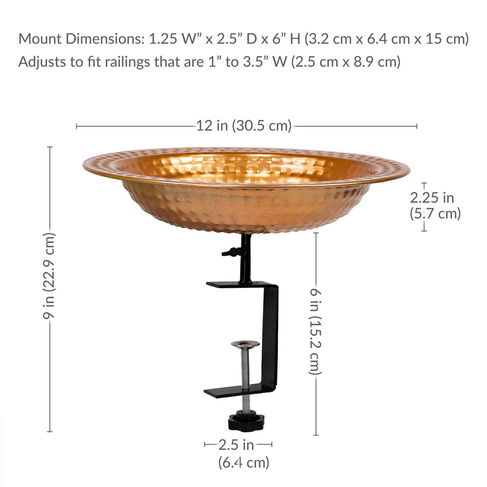 Sunnydaze 12" Diameter Copper Hanging Bird Bath