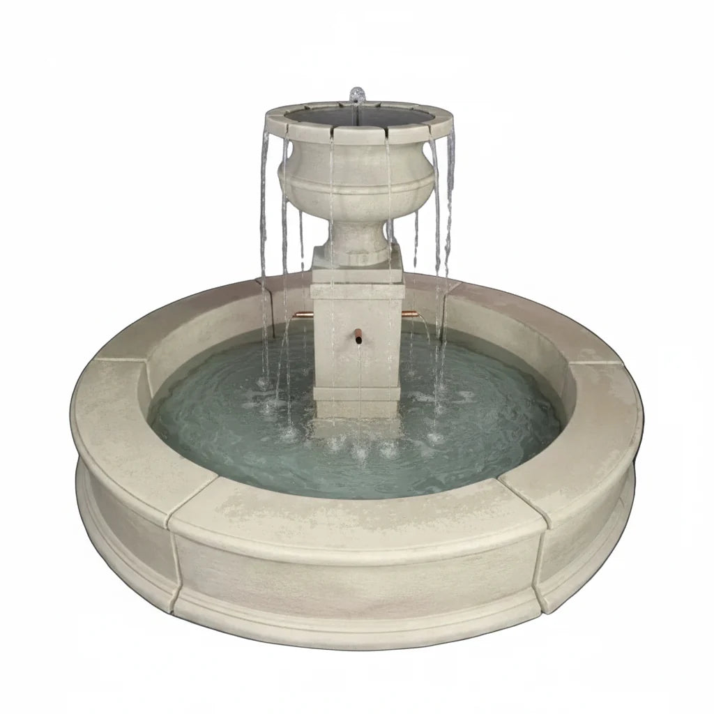 Giannini Garden Piazza Aventino Easy Pond Outdoor Water Fountain with Copper Spouts 1791