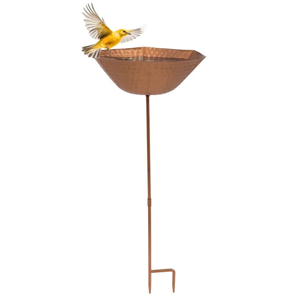 Sunnydaze 34.25" H Staked Copper Bird Bath with UV-Resistant Finish