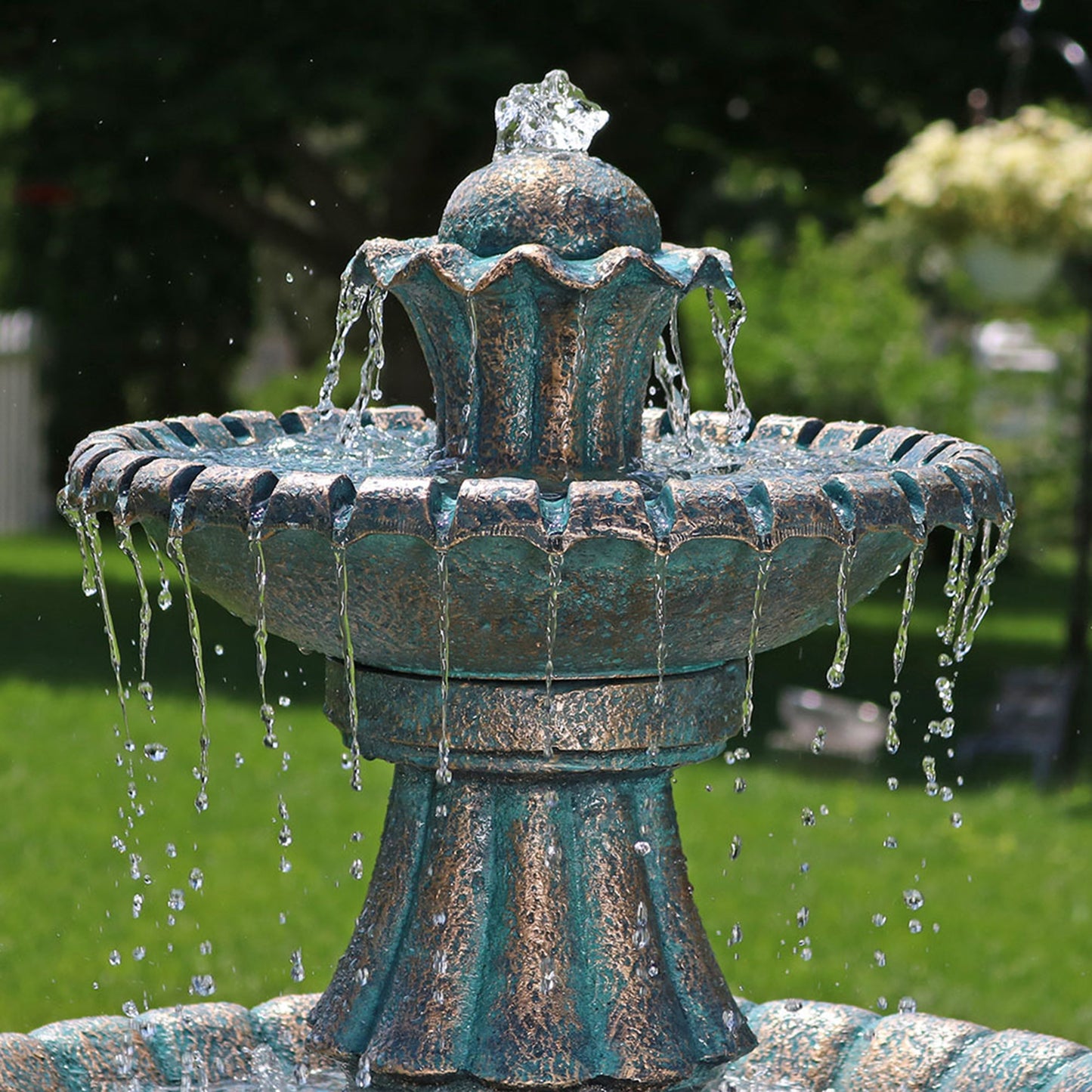 Sunnydaze 41" Nouveau 2-Tier Outdoor Water Fountain