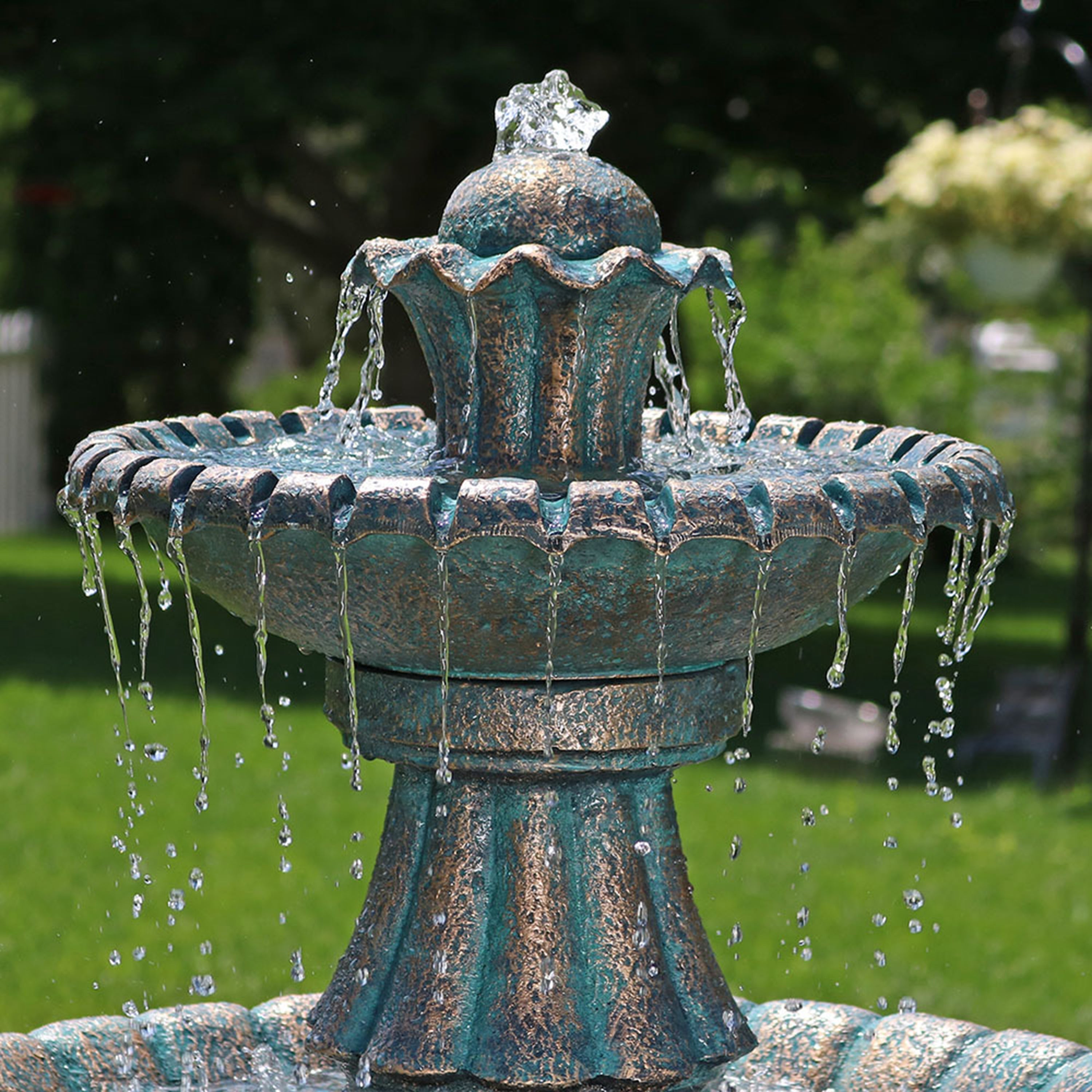 Sunnydaze 41" Nouveau 2-Tier Outdoor Water Fountain