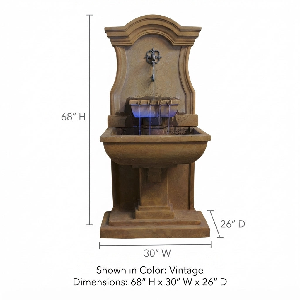 Giannini Garden Colette Cast Stone Outdoor Wall Fountain 1714