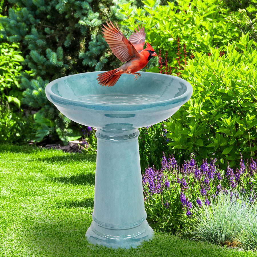 Sunnydaze 25" H Calais Glazed Ceramic Bird Bath VBD-3281