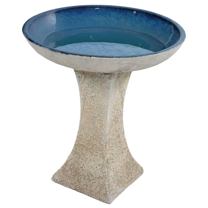 Sunnydaze Nantes 16" H Outdoor Ceramic Bird Bath
