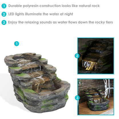 Sunnydaze 13" Shale Falls Outdoor Fountain with LED Lights