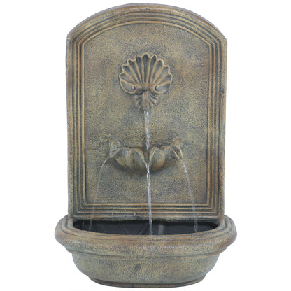 Sunnydaze 27" H Seaside Outdoor Solar Wall Fountain with Battery Backup