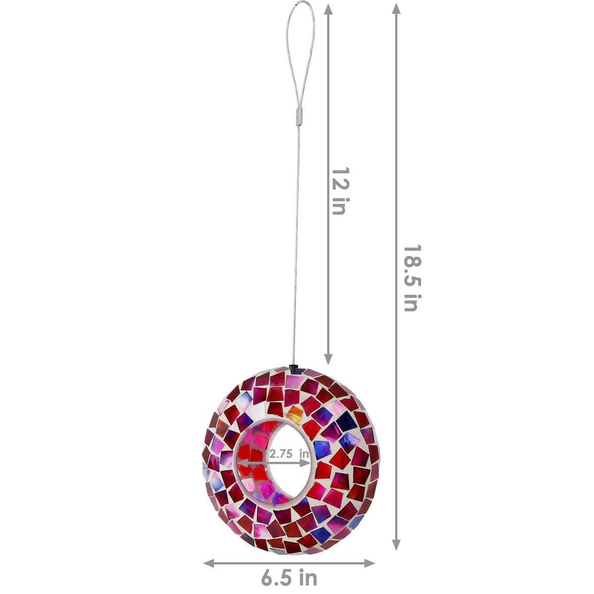 Sunnydaze 6" Mosaic Fly-Through Hanging Bird Feeder