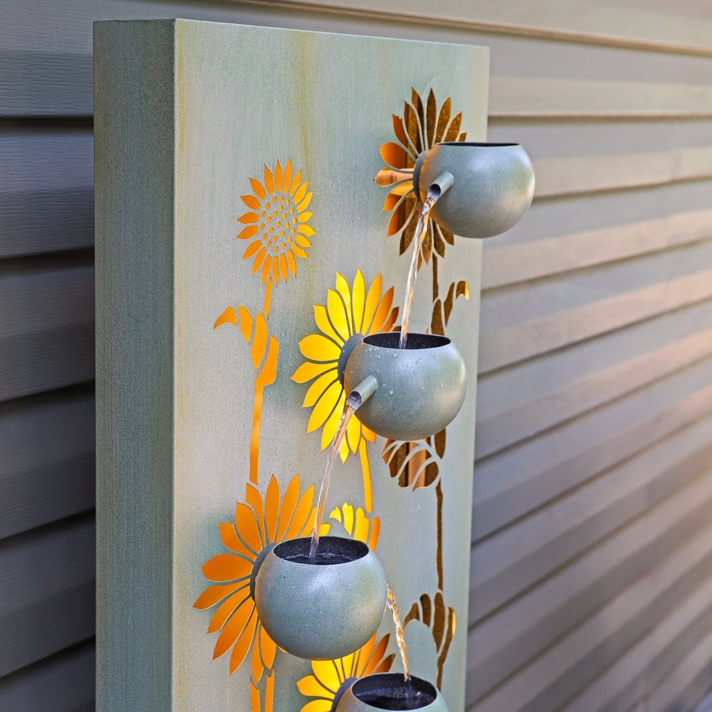 Sunnydaze 48.5" Sunflower Fields Outdoor Water Fountain with Lights