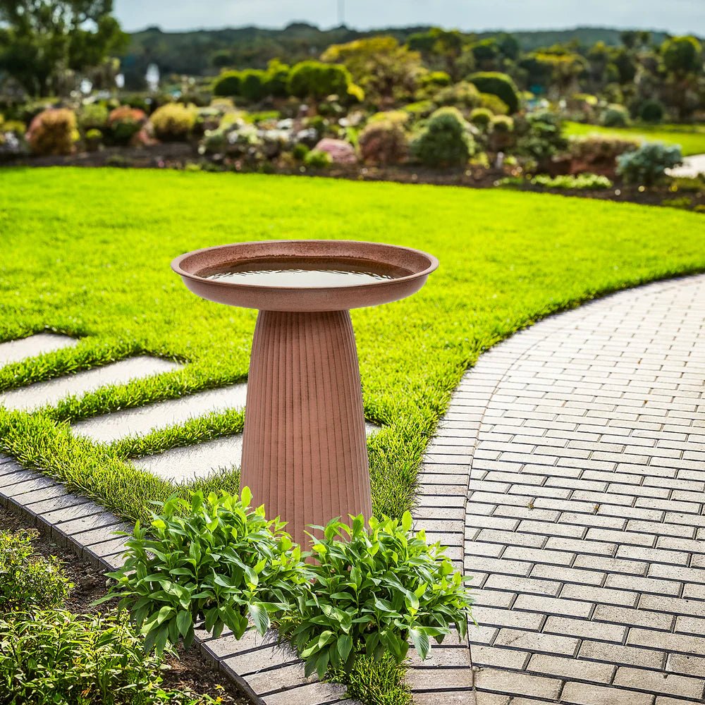 Sunnydaze Gleeful Garden Metal Outdoor Bird Bath - UV-Resistant Finish