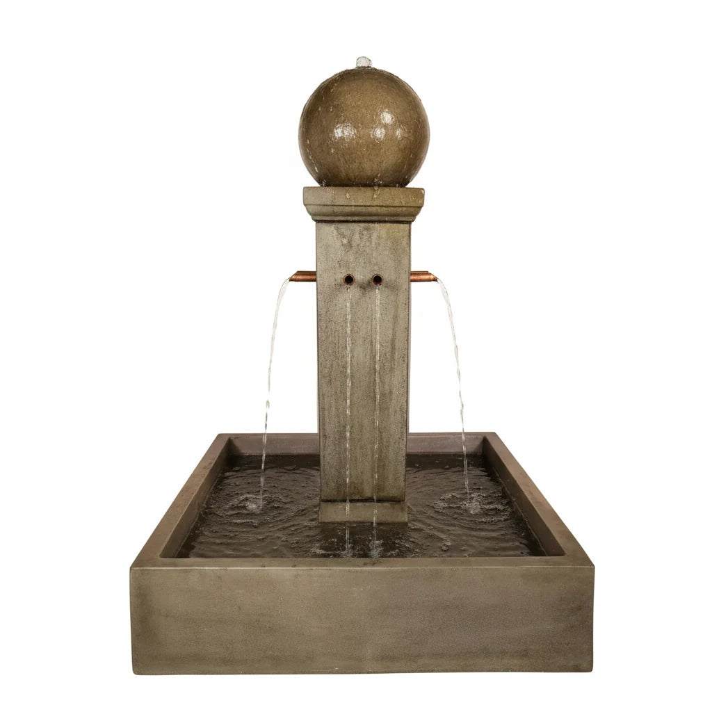 Giannini Garden Quadrum Outdoor Courtyard Fountain with Ball 1815