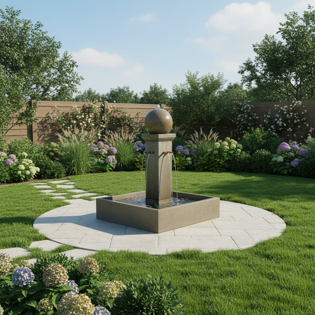 Giannini Garden Quadrum Outdoor Courtyard Fountain with Ball 1815