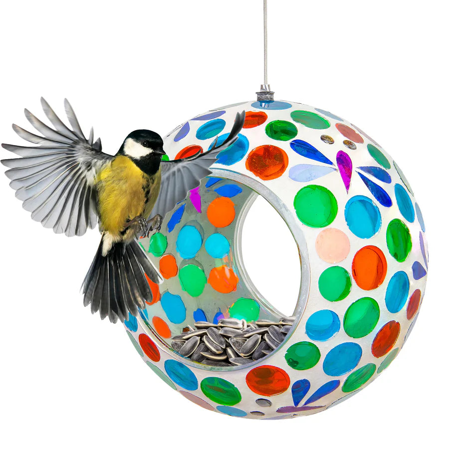 Sunnydaze 6" Mosaic Fly-Through Hanging Bird Feeder
