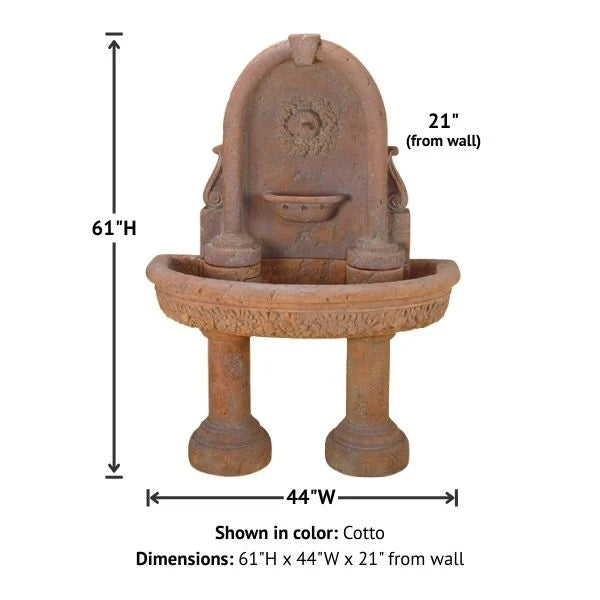 Giannini Garden Robbiana Outdoor Wall Fountain with Two Pedestals 1087